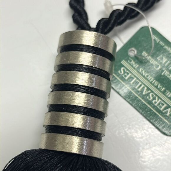 Versailles Home Fashion Inc. Black Silver Tone Accents 24” Tiebacks Set of 2 - Picture 9 of 10